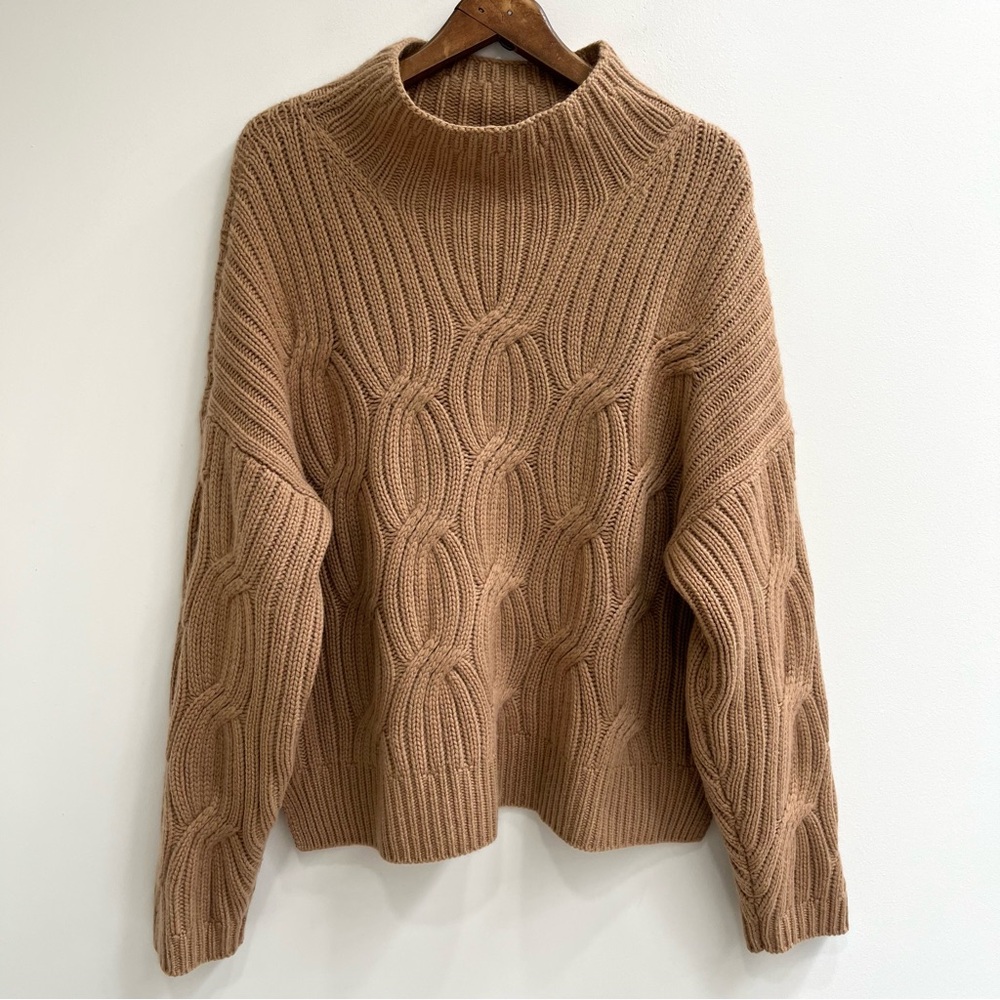 Cozy Tan Cable Knit Sweater